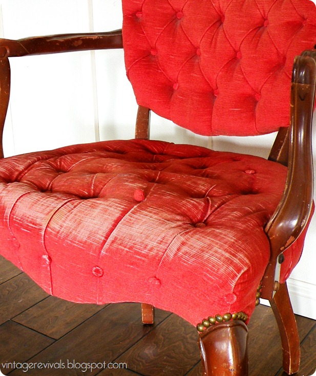 Coral Tufted Chair Closeup