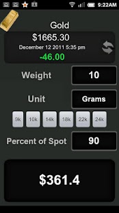 Gold &amp; Silver Price Calculator Screen 2