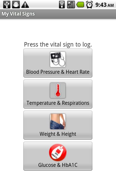 Android application My Vital Signs screenshort
