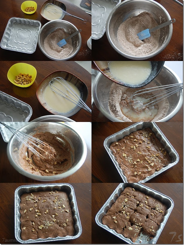 Eggless walnut brownies process