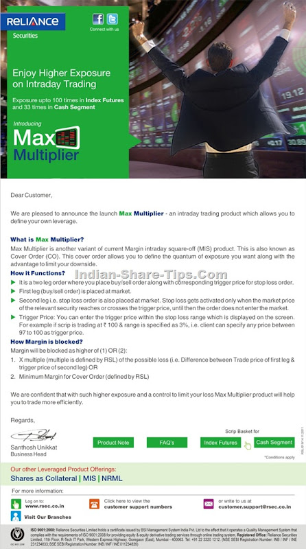Reliance securities max multiplier - intraday trading product