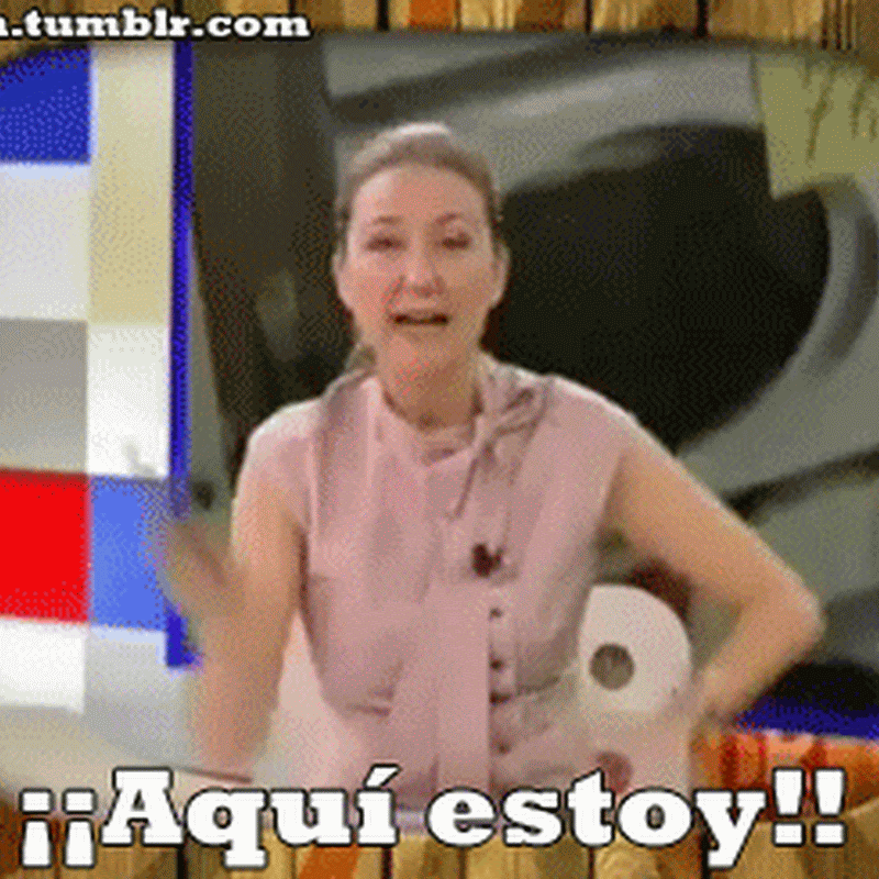 gif mujer que dice “aquí estoy”