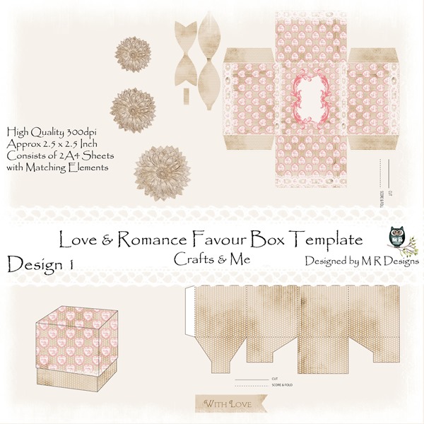 Love & Romance Favour Box Design 1 Front Sheet
