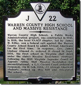 Warren Co. High School and Massive Resistance Marker J-22