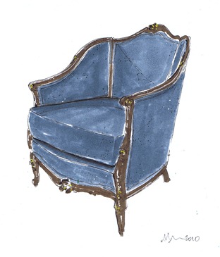 french upholstered armchair