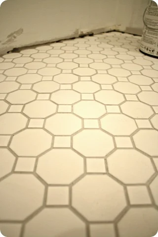 white tile gray grout