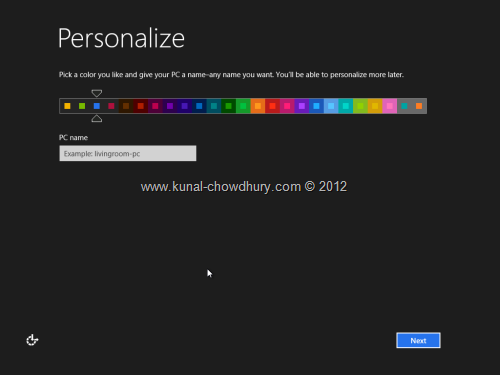 Win 8 Installation Experience - Personalize Color 3