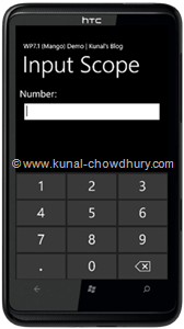 WP7.1 Demo - InputScope (Number)