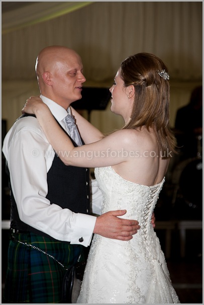 Bride and Groom dancing at a scottish wedding
