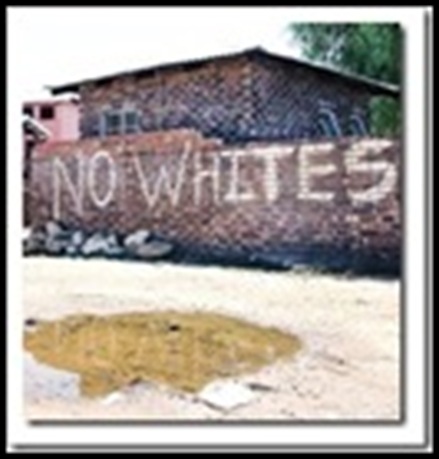 anti afrikaner hatespeech on township walls NO WHITES