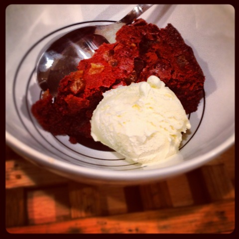 Chocolate ginger brownie cake and clotted cream icecream