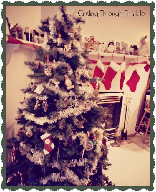 Christmas Tree and Mantel all decked out ~  Circling Through This Life ~ Saying Good-bye to Christmas for another year!