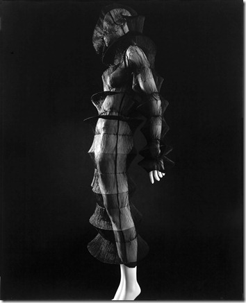 AAM Stylized Sculpture Miyake 94<br />Photograph by Hiroshi Sugimoto, 2007. Dress by Issey Miyake, Spring/Summer 1994. Pleated polyester. Collection of the Kyoto Costume Institute.<br />PERMISSION IS GRANTED TO REPRODUCE THESE IMAGES SOLELY IN CONNECTION WITH A REVIEW OR EDITORIAL COMMENTARY ON THE ABOVE-SPECIFIED EXHIBITION. ALL OTHER REPRODUCTIONS ARE STRICTLY PROHIBITED WITHOUT THE PRIOR WRITTEN CONSENT OF THE COPYRIGHT HOLDER AND/OR MUSEUM.<br />
