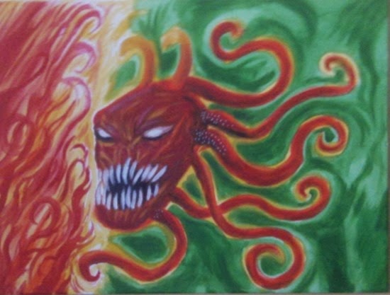 acrylic demon art painting