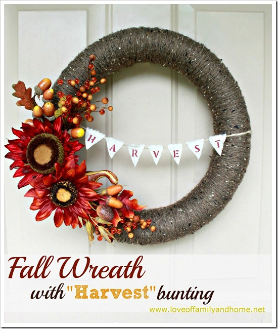 DIY Fall Yarn Wreath With Bunting 033 edited