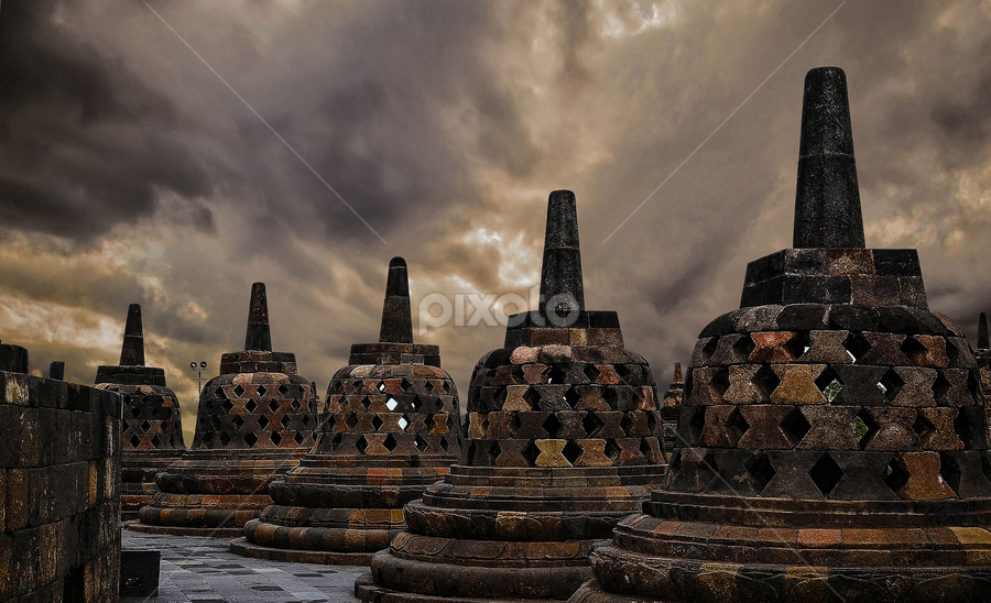 Afternoon at Borobudur Temple by Jee Cornelius - Buildings & Architecture Public & Historical