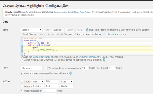 Plugin Syntax Highlighter para o WordPress - Visual Dicas