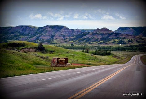 Driving past Theodore Roosevelt National Park