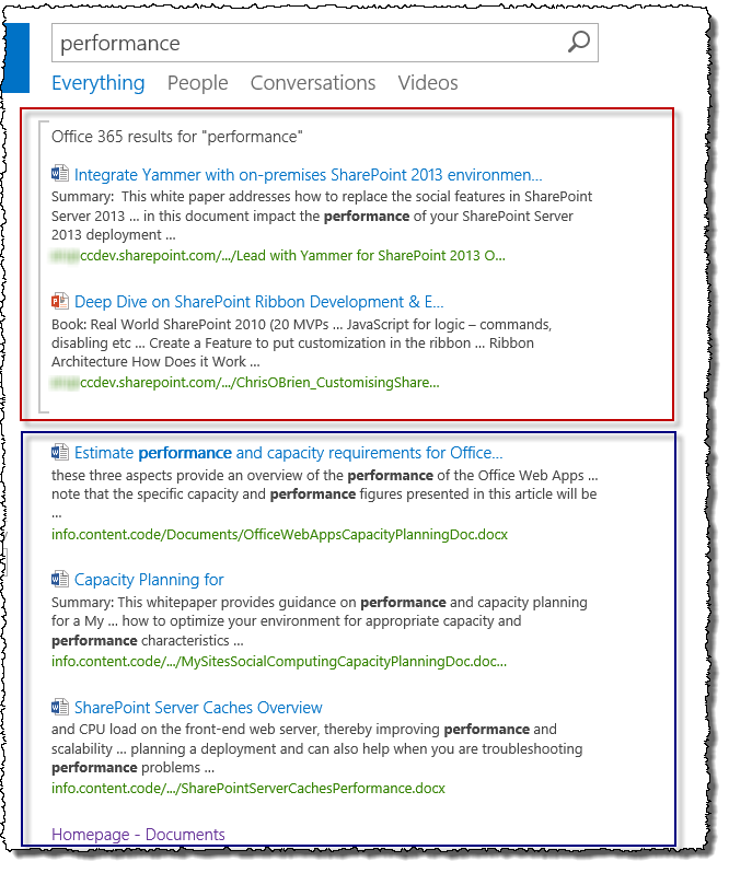 SharePoint hybrid search results - result block
