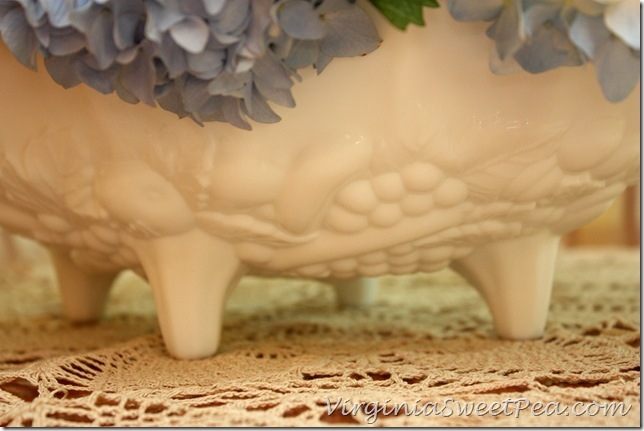 Milk Glass Footed Compote Detail