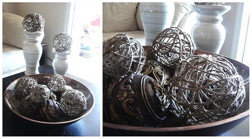 diy projects with jute--make jute balls to use as bowl or vase fillers