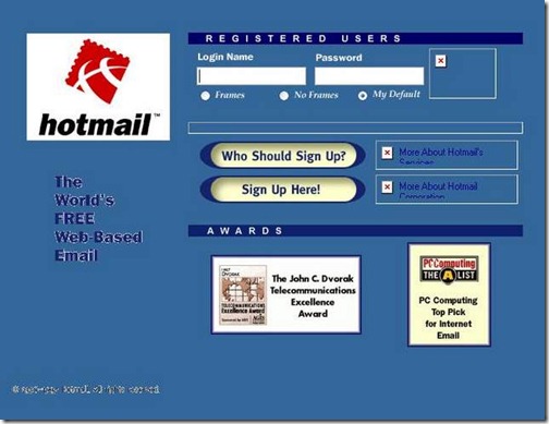 Hotmail diciembre 1996