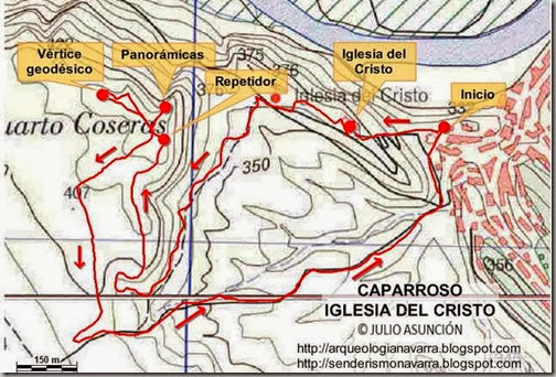 Mapa ruta Caparroso - Iglesia del Cristo