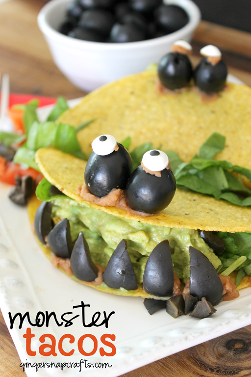 Monster Tacos Recipe at GingerSnapCrafts.com #kids #recipe #CalOliveCrafts #ad