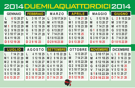 CALENDARIO 2014 TASCABILE DA SCARICA
