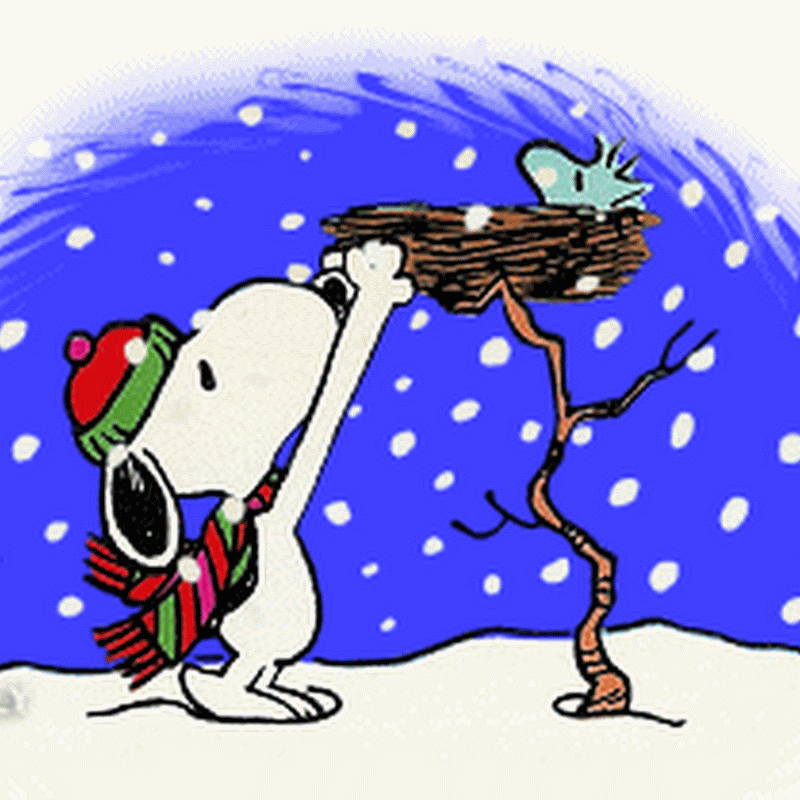 Navidad Gifs de Snoopy con nieve cayendo