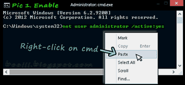 Enabled Admin Account in cmd