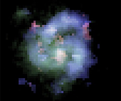 imagem da galáxia BX442 em cores falsas