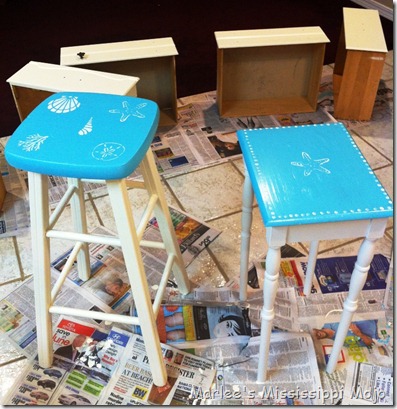 Painted Stool and Table