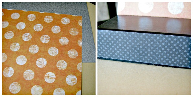use spray adhesive to apply scrapbook paper