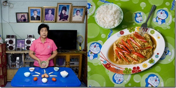 Boonlom Thongpor, 69 years old, Bangkok, Thailand. Kai Yat Sai, stuffed omelette