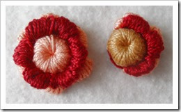 Flower bud and flower with clones knot and padded center button