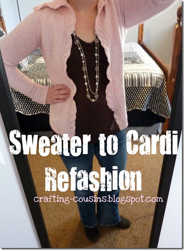refashion a sweater to a cardigan (3)