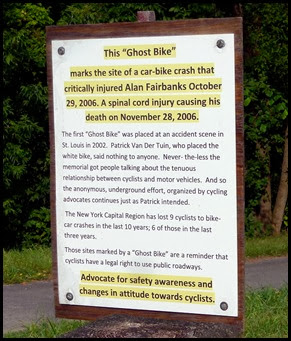 02f - Mohawk River (Erie Canal) Bike Trail heading NW - ghost bike sign