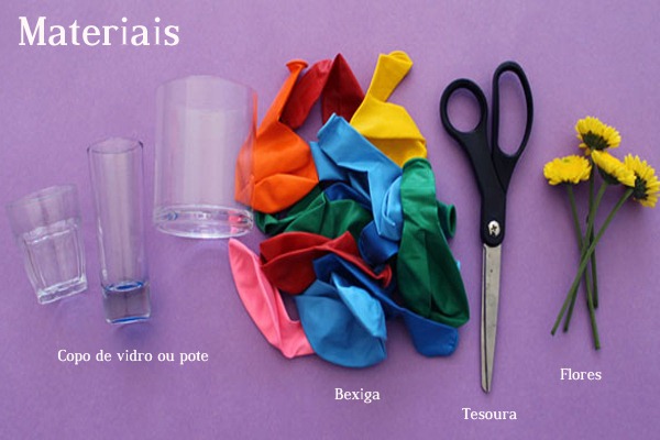 Materiais-DIY-Copo-Vaso-Bexiga-Flores