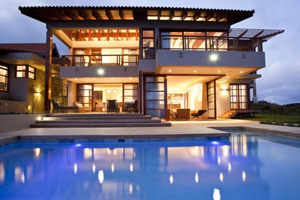 Fachada fachada casa moderna con piscina