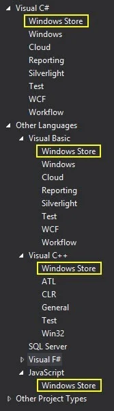 Windows Store Project Templates in Visual Studio 2012