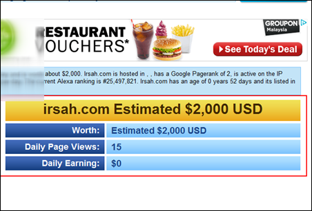 www.irsah.com website value, information, statistics ,keywords, traffic, and earnings 1