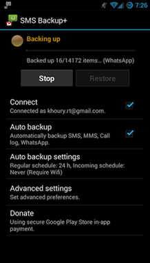 Whatsapp Messages backup
