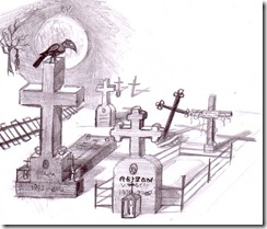 Cimitir desen in creion