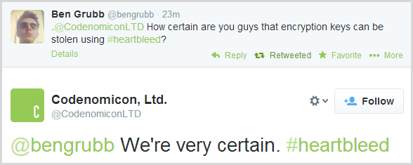 bengrubb نحن على يقين جدا.  #heartbleed