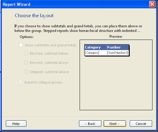 Report Wizard (Layout)