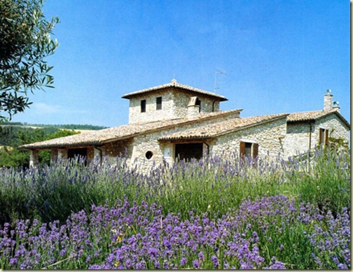tuscan stone villa outside lavendar