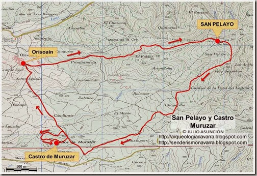 Mapa ruta San Pelayo - Castro de Muruzar