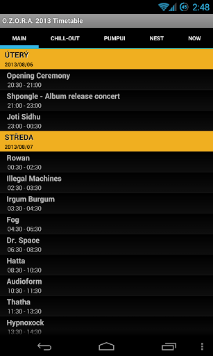 O.Z.O.R.A. 2013 Timetable