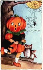 vintage halloween w pumpkin black cat image